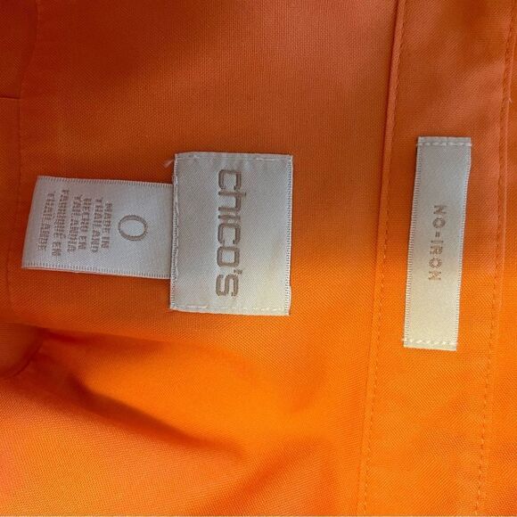 Chico's No Iron Orange Quarter Sleeve Button Down Shirt Size Small - Picture 7 of 8